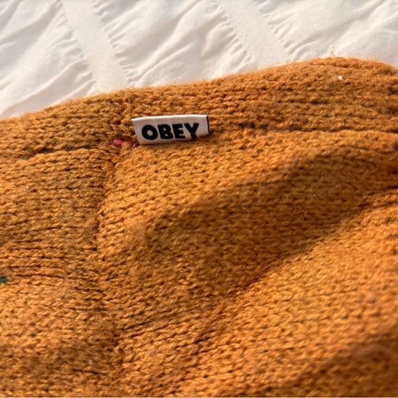 Obey Men's Washer Sweater with Pink and Green Floral Pattern - Picture 5 of 10